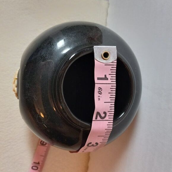 Vintage 3D Cameo w/ Gold trim Black Ceramic Vase Cottagecore Grandmacore - Picture 7 of 8